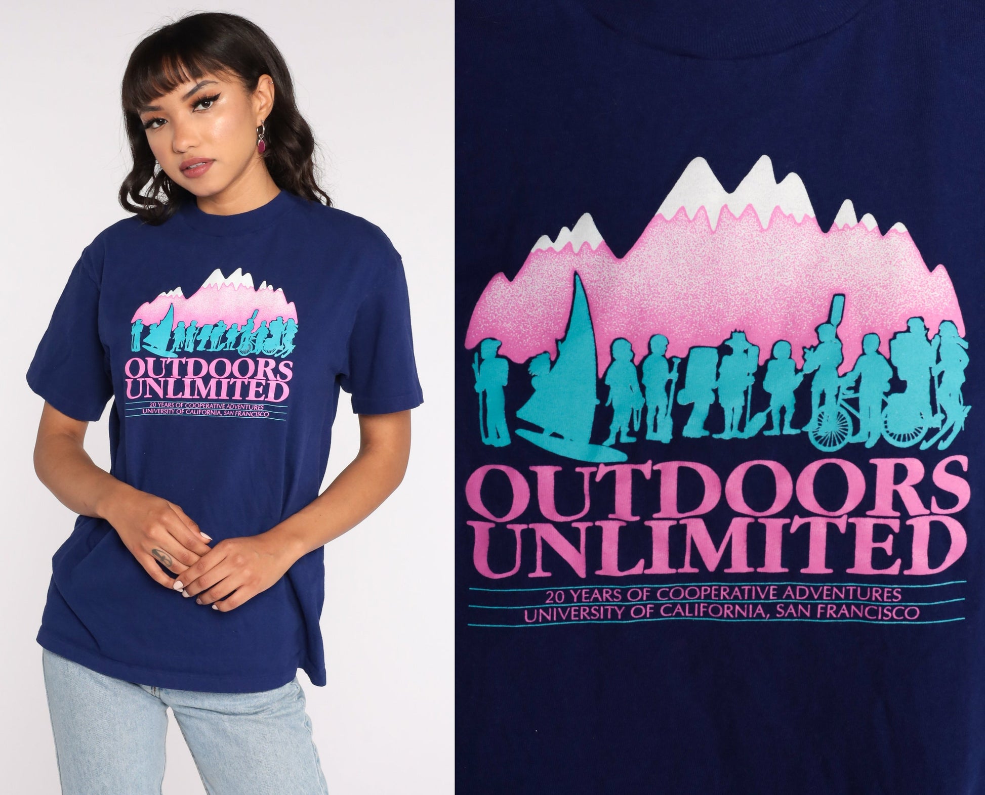 80s Outdoors Unlimited UCSF San Francisco Graphic Tee Purple Cotton Medium