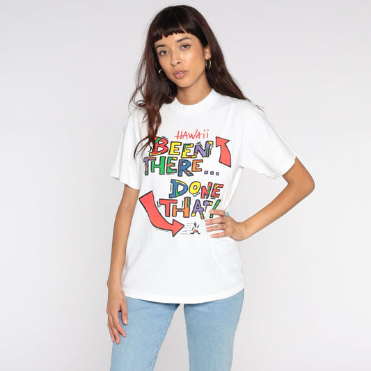 90s Hawaii Graphic T-Shirt Been There Done That Beach Tee Cotton Medium