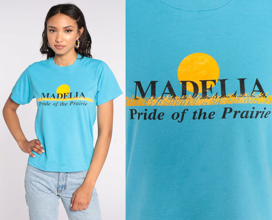 80s Madelia Minnesota Graphic T-Shirt Blue Single Stitch Small