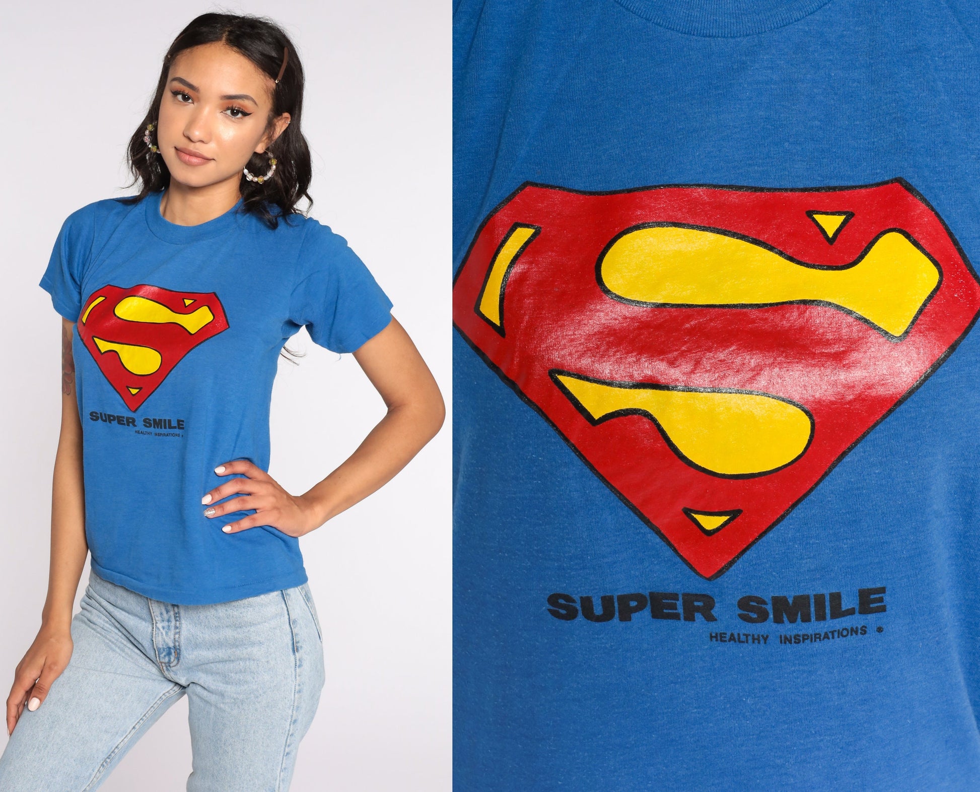 80s Superman Screen Stars DC Comics Graphic T-Shirt Extra Small