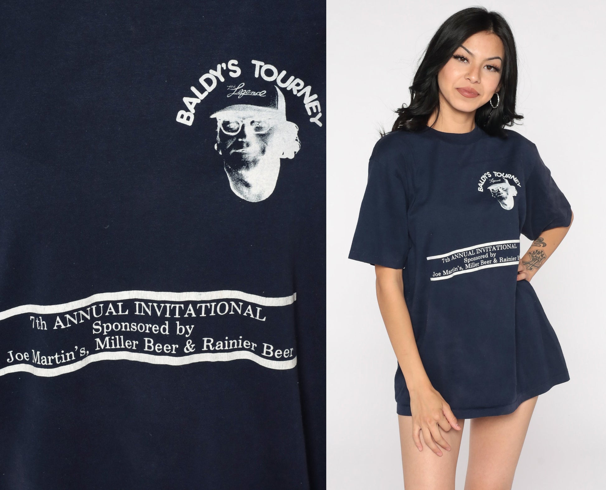 80s Baldy's Tourney 7th Annual Invitational Graphic Tee Sports Print Large