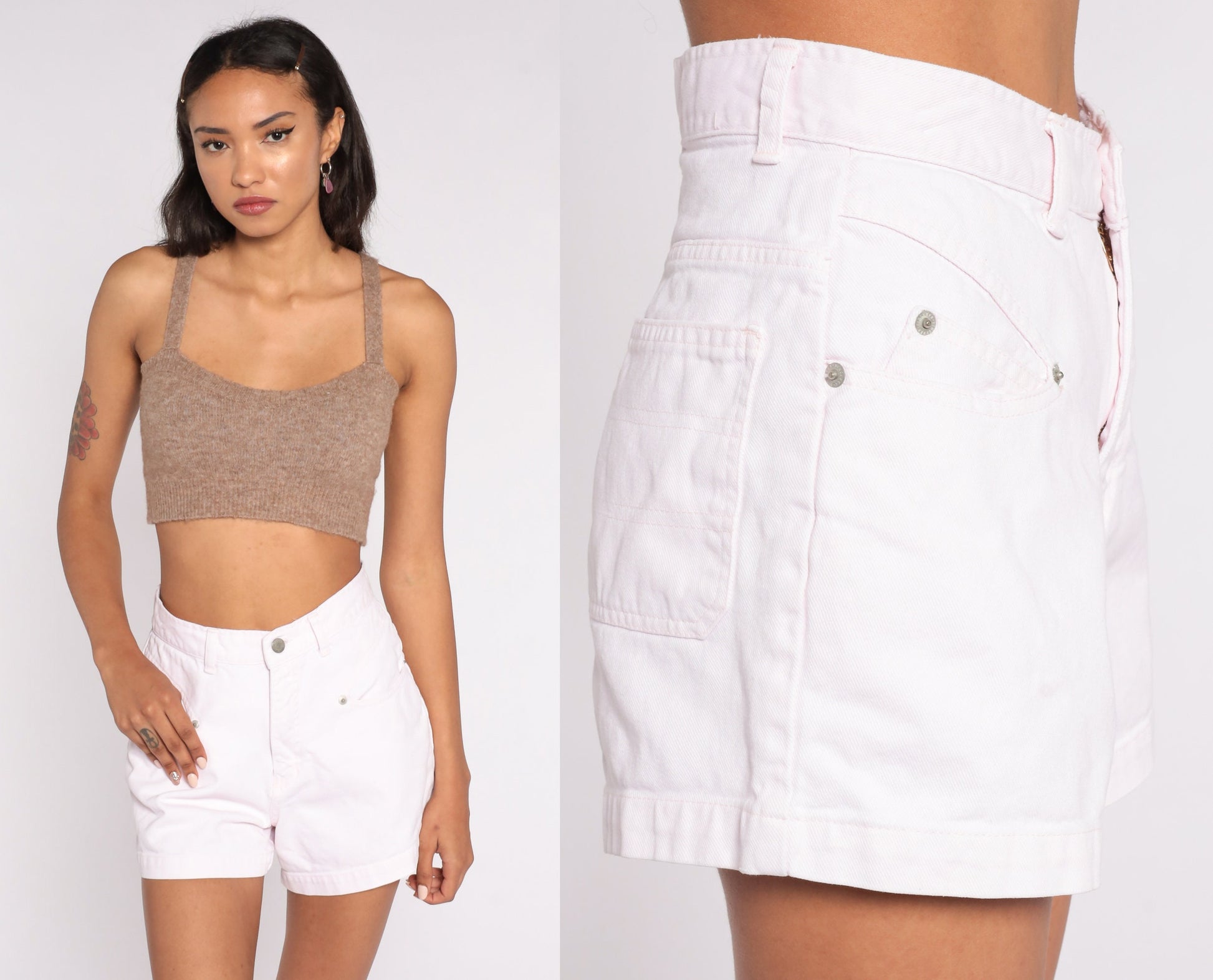 90s Sostanza Baby Pink Denim Shorts High Waist Jean Small