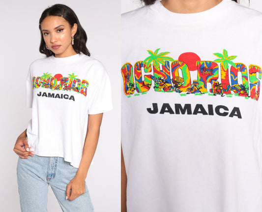 80s Ocho Rios Jamaica Graphic T-Shirt Cotton Vacation Tee Medium