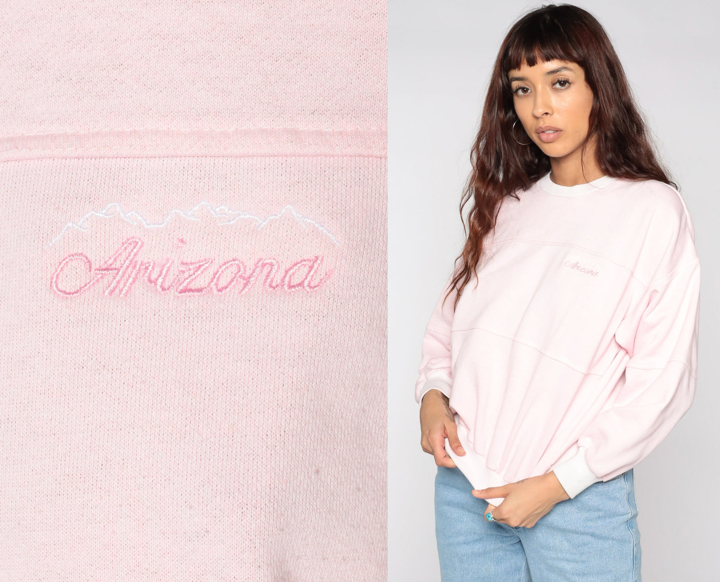 80s Arizona Sweatshirt Baby Pink Crewneck Long Sleeve Medium