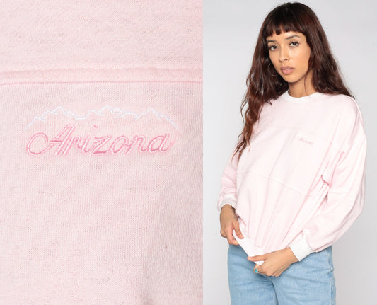 80s Arizona Sweatshirt Baby Pink Crewneck Long Sleeve Medium