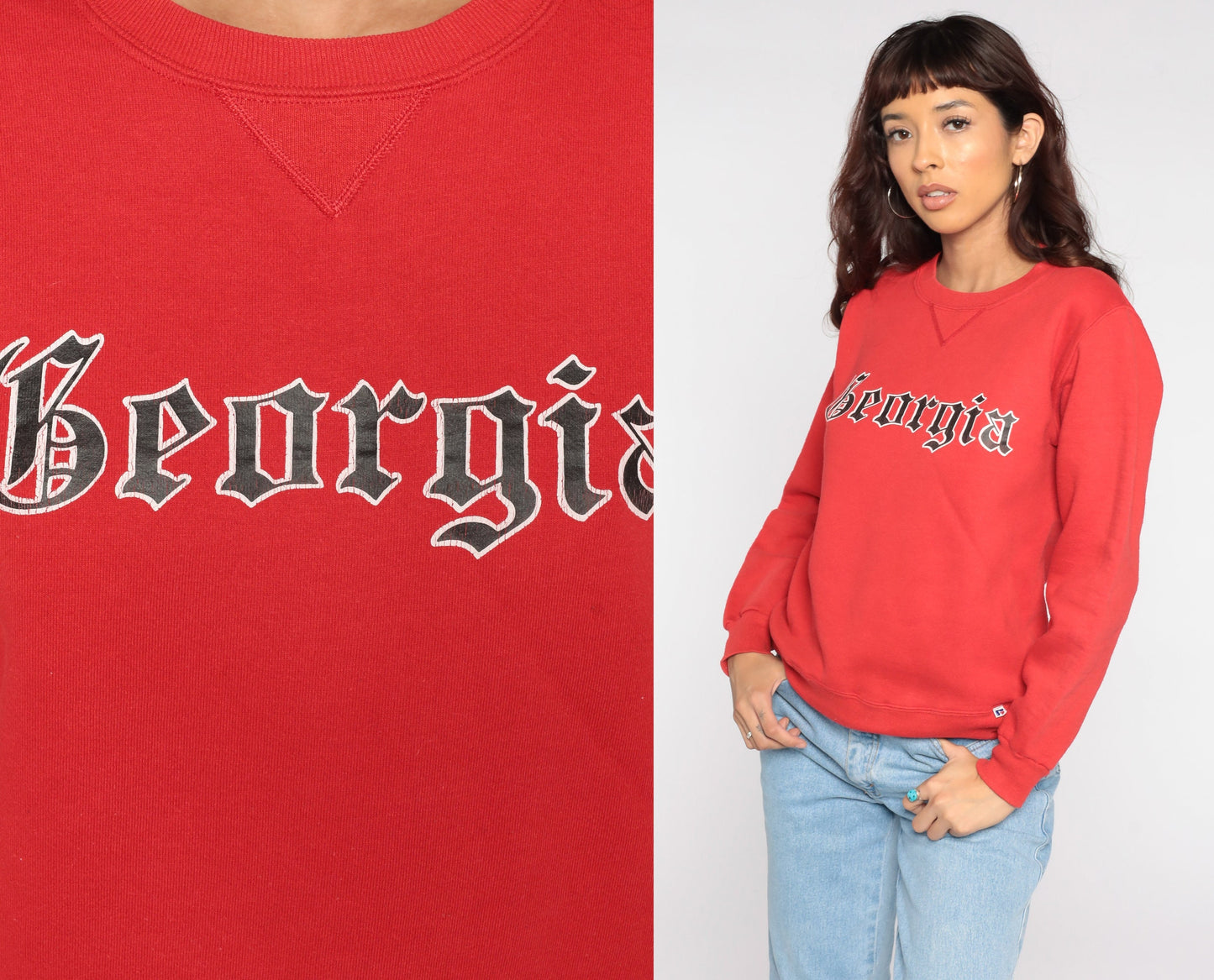 80s Russell University of Georgia Sweatshirt Red Graphic Crewneck Extra Small