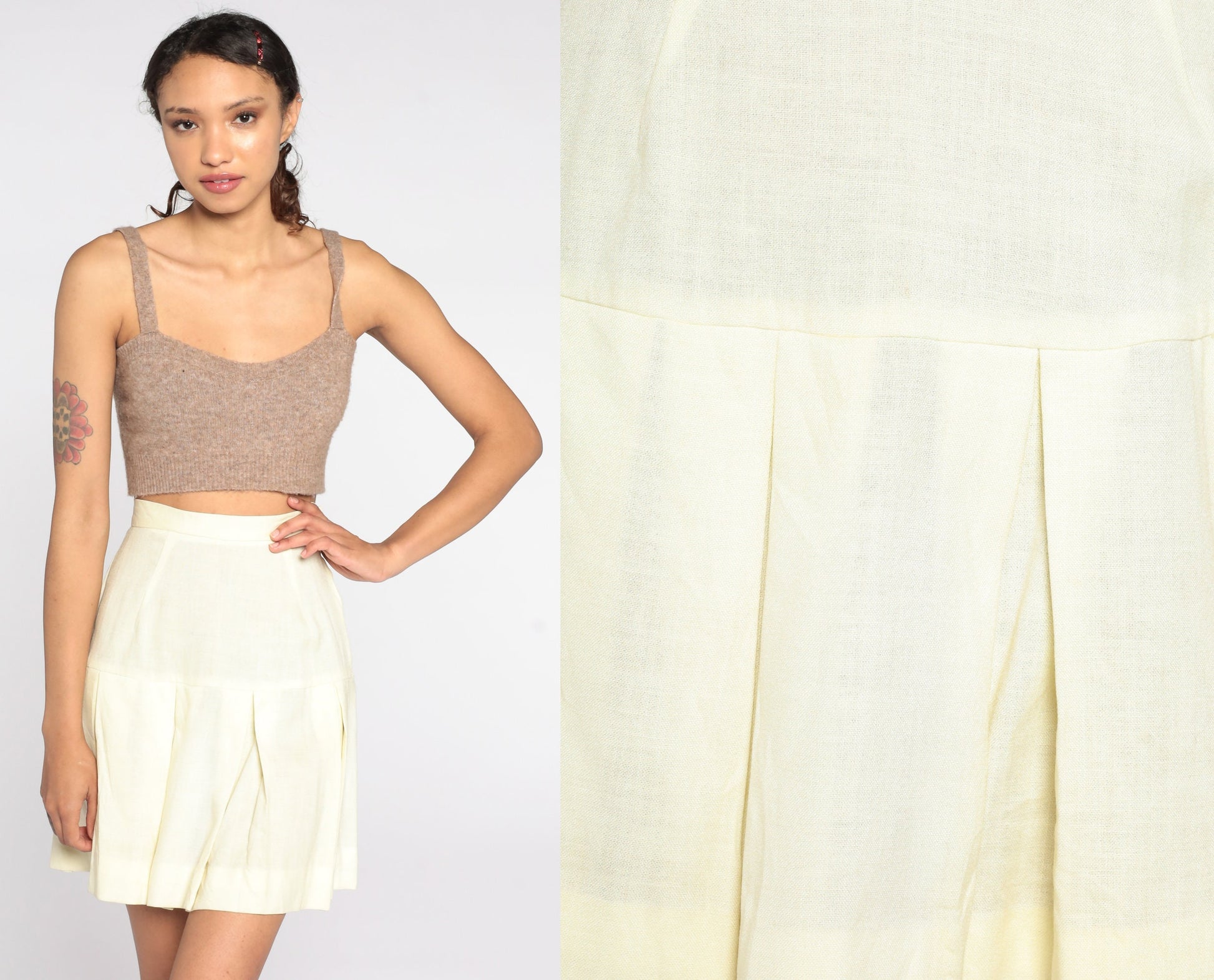 80s Red Pleated Tennis Skirt High Waist Mini Extra Small