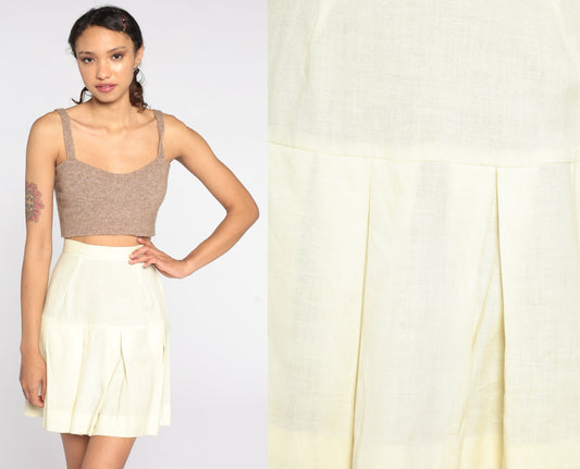 80s Red Pleated Tennis Skirt High Waist Mini Extra Small