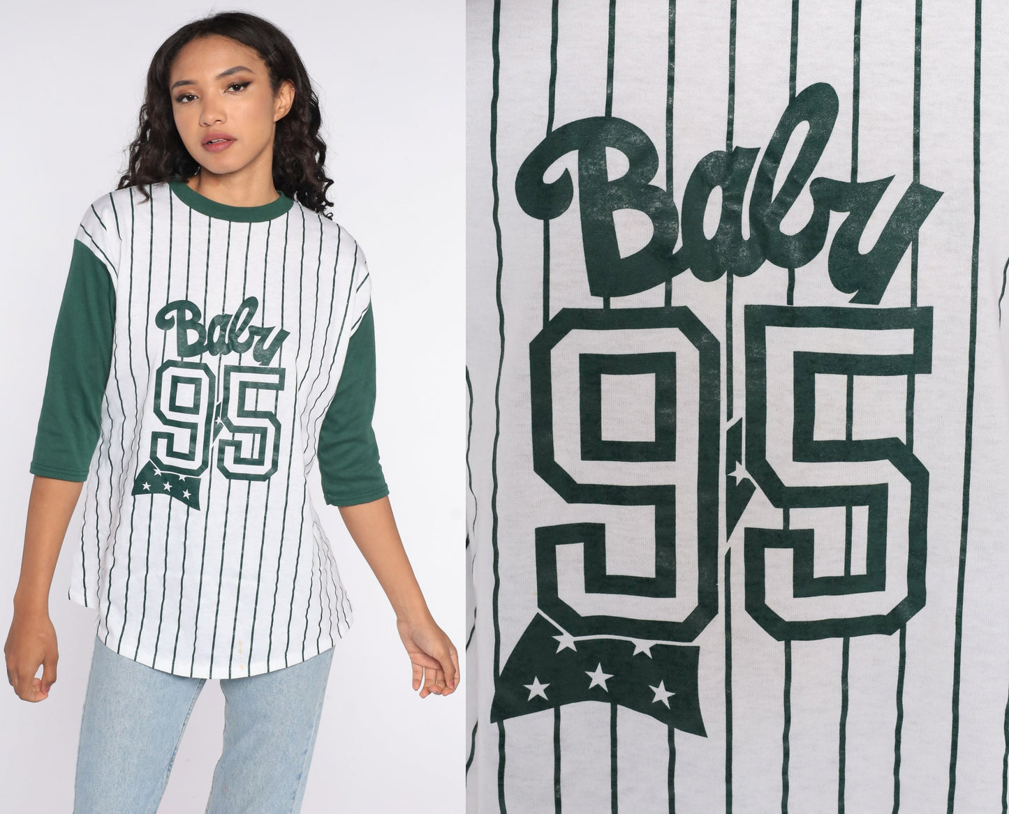 90s Maternity Graphic T-Shirt Baby 95 Ringer Tee Small