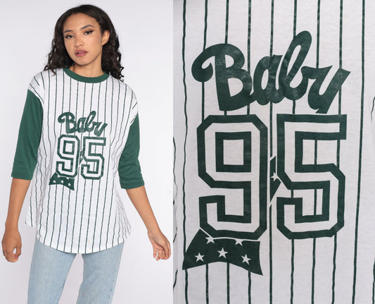 90s Maternity Graphic T-Shirt Baby 95 Ringer Tee Small