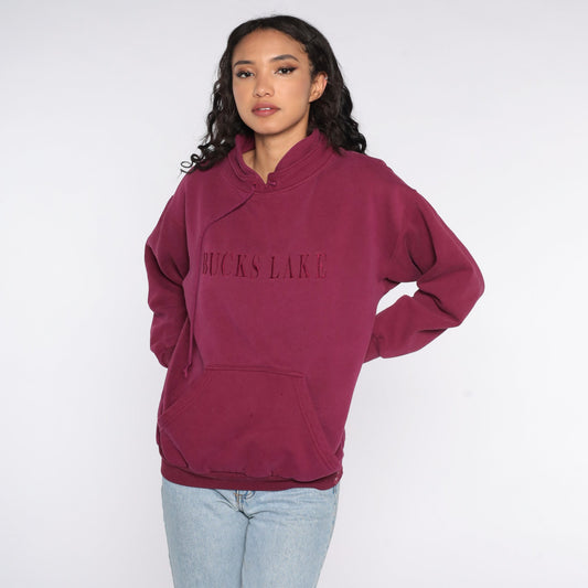 90s Bucks Lake California Sweatshirt Burgundy Crewneck Pullover Extra Large XXL