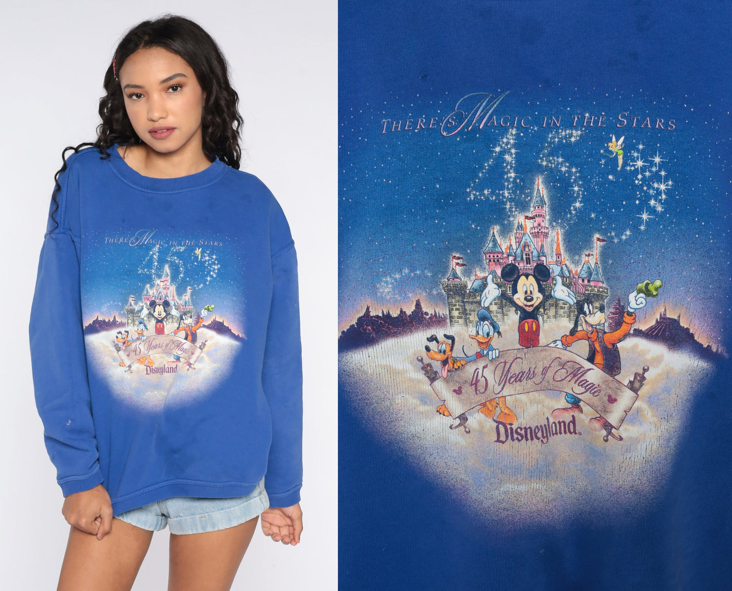 Y2K Disneyland 45 Years of Magic Sweatshirt Distressed Crewneck Large L