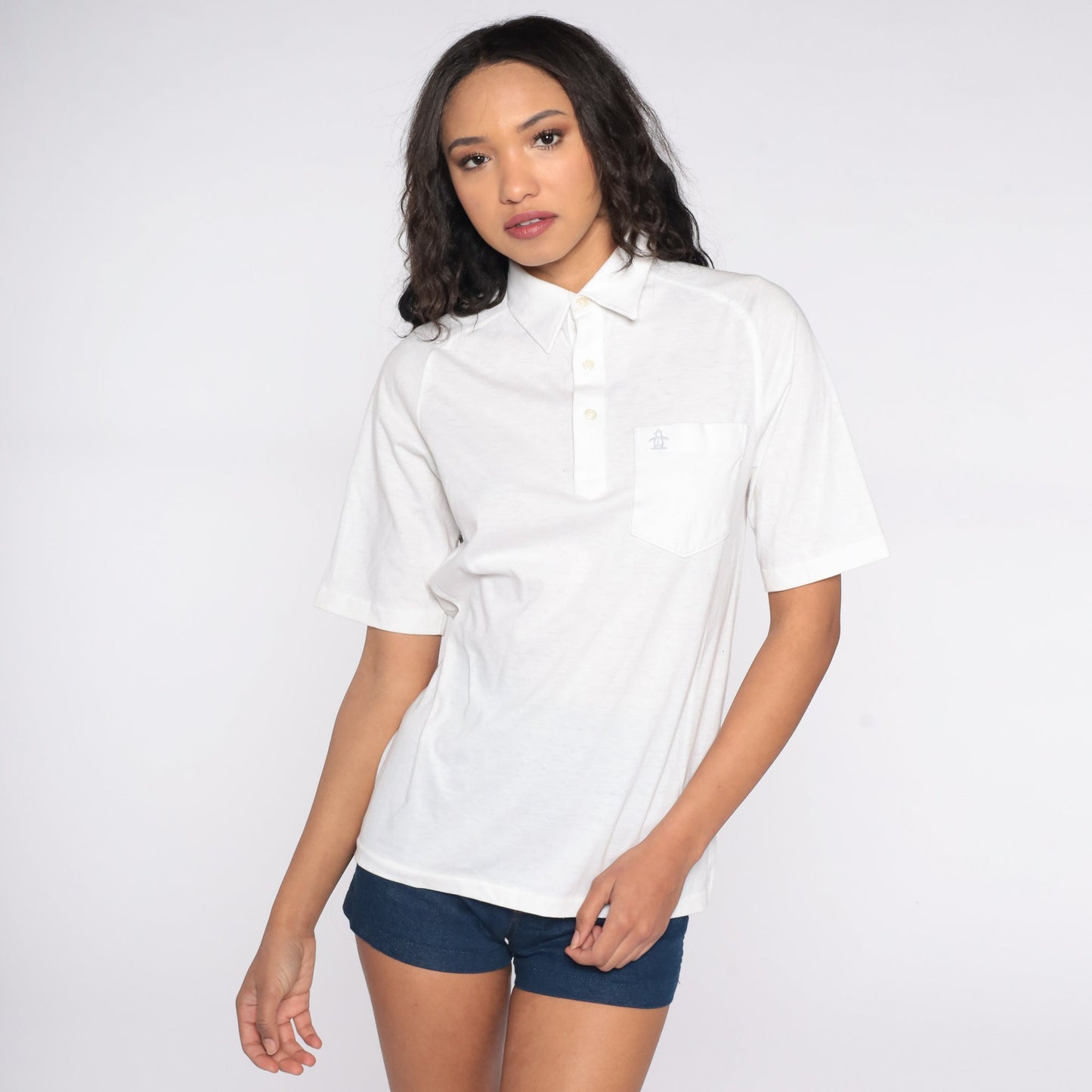 Munsingwear Penguin Polo Shirt White Grand Slam 80s Men's Medium