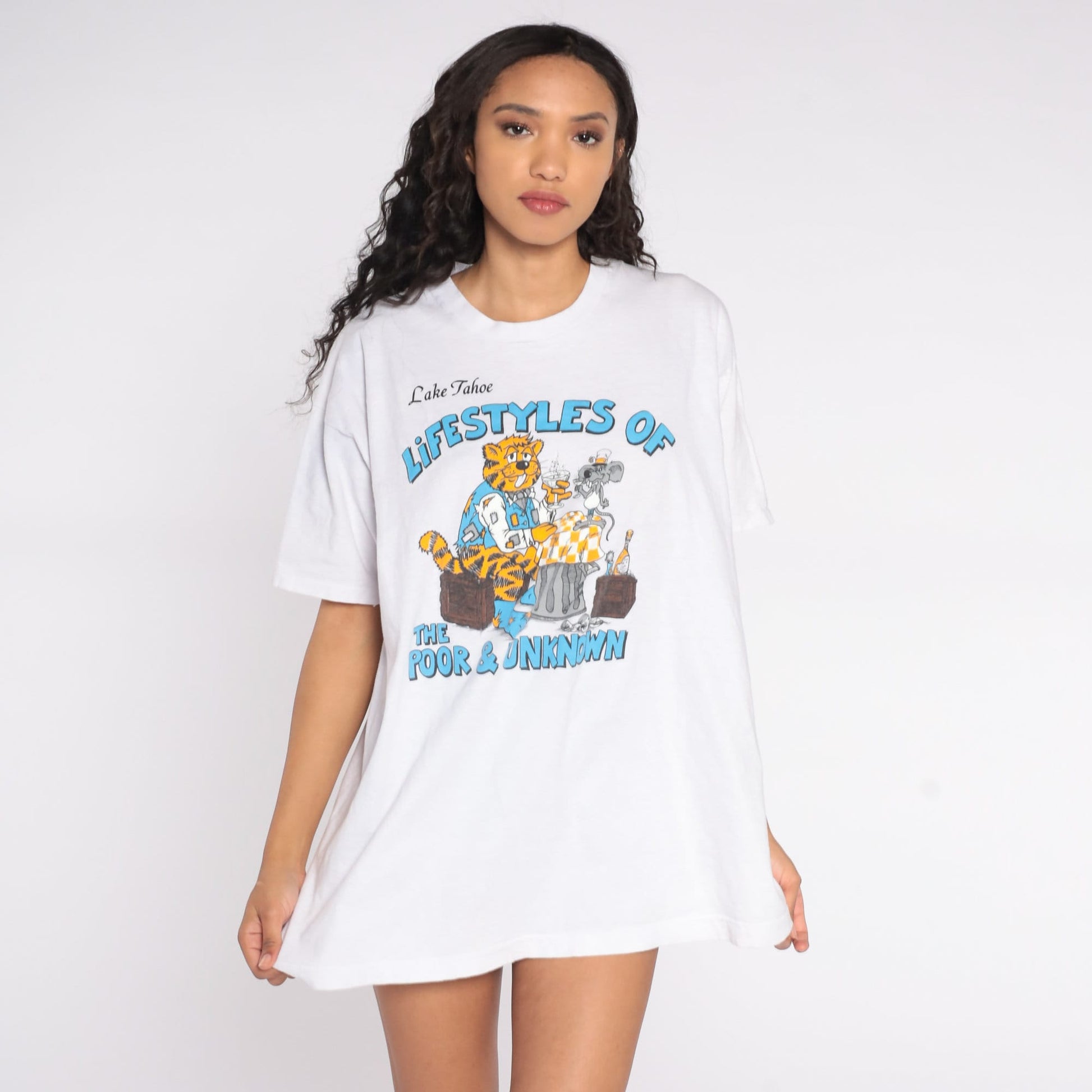 80s Lake Tahoe Cat Rat Graphic T-Shirt Lifestyles Poor Unknown XXL
