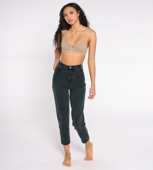 90s NY Jeans Black High Waist Tapered Denim Extra Small XS