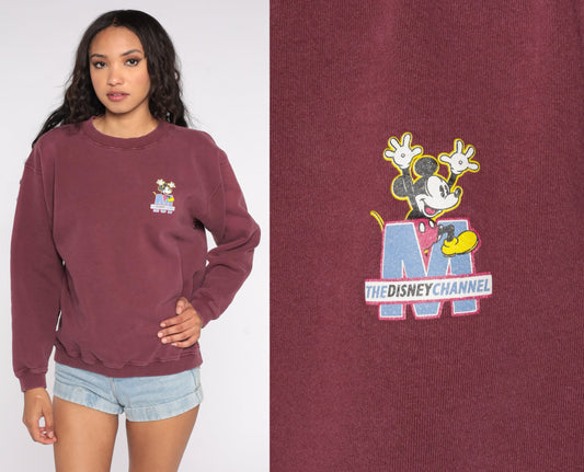90s Mickey Mouse Disney Sweatshirt Burgundy Crewneck Medium