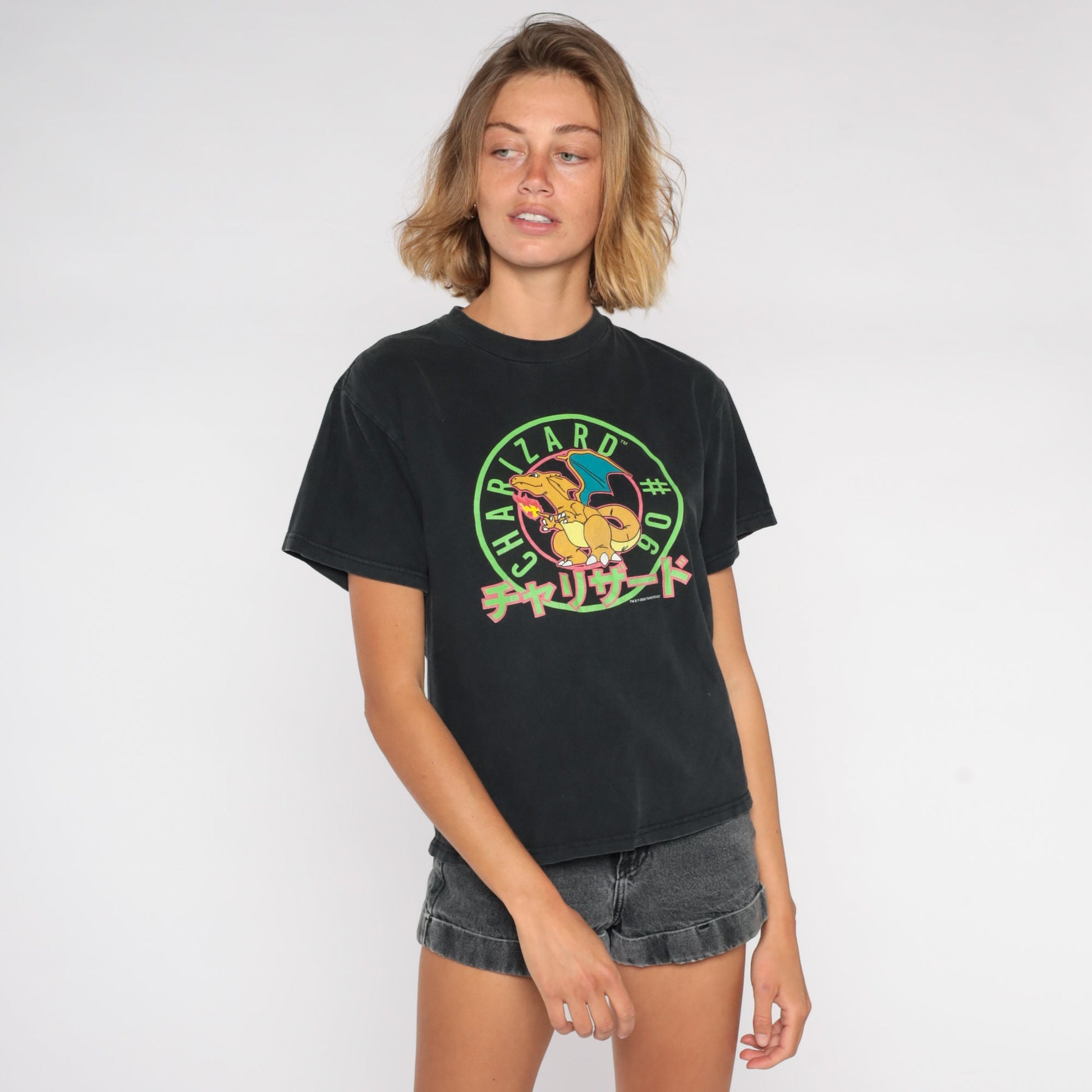Y2K Pokemon Charizard Graphic T-Shirt Cotton Tee Medium M