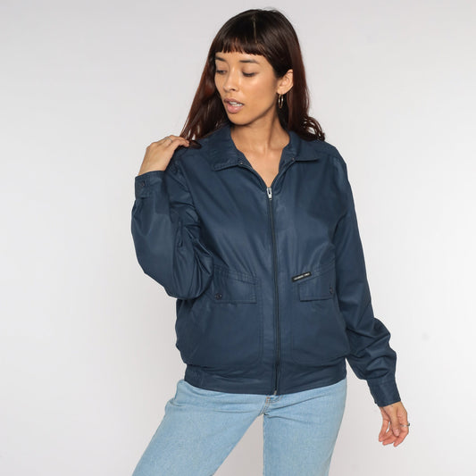 80s Members Only Jacket Navy Blue Windbreaker Cafe Racer Small