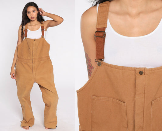 90s Walls Blizzard Pruf Insulated Workwear Overalls Brown Tall Extra Large
