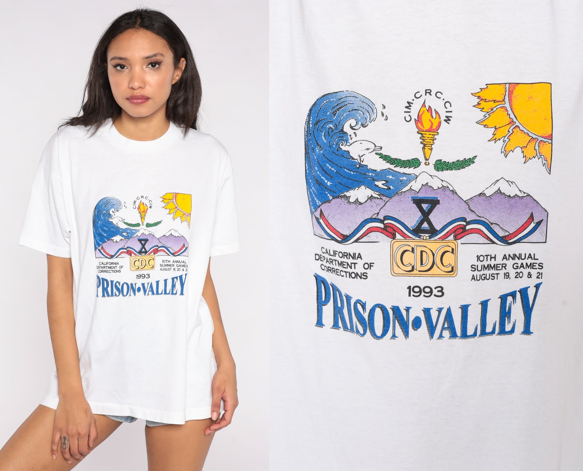 1993 CDC Summer Games Prison Valley T-Shirt 90s Graphic Tee Extra Large XL