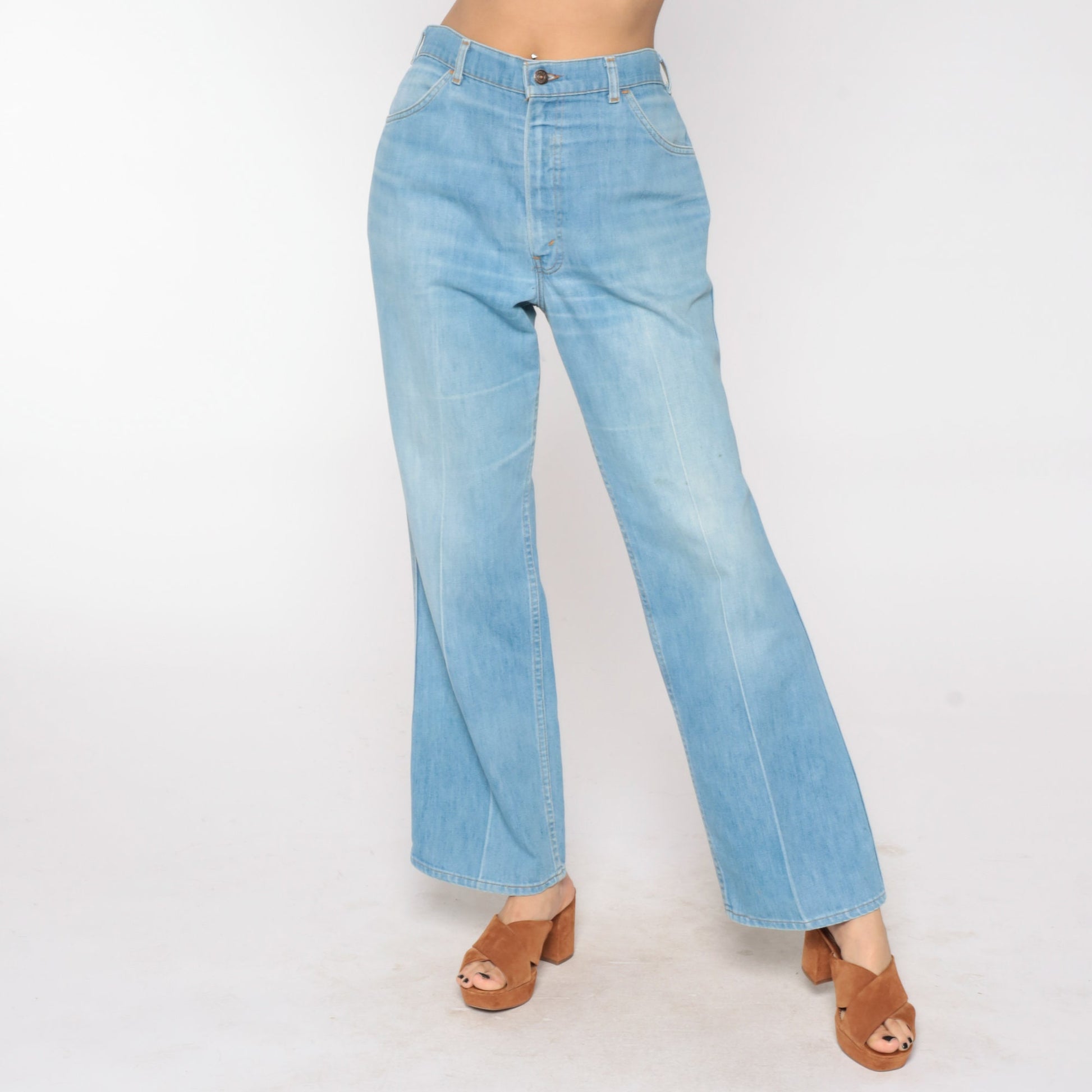 70s Levis Bell Bottom Jeans High Waist Blue Denim Flared 32