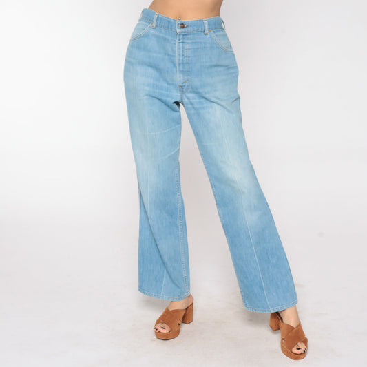 70s Levis Bell Bottom Jeans High Waist Blue Denim Flared 32