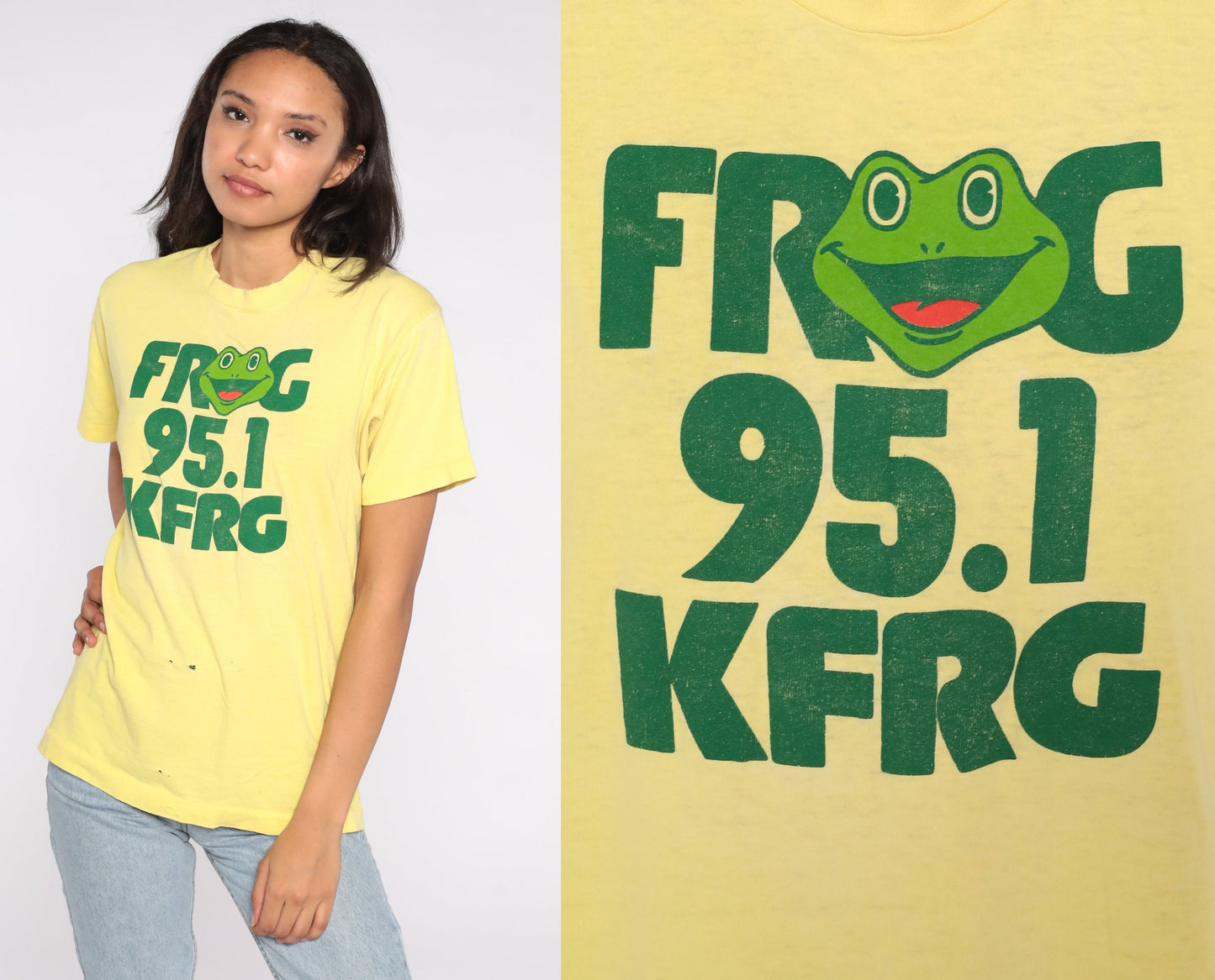 80s KFRG Radio Station San Bernardino Graphic T-Shirt Cotton Medium