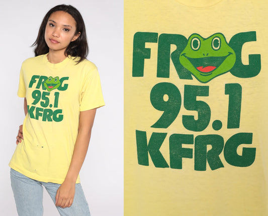 80s KFRG Radio Station San Bernardino Graphic T-Shirt Cotton Medium