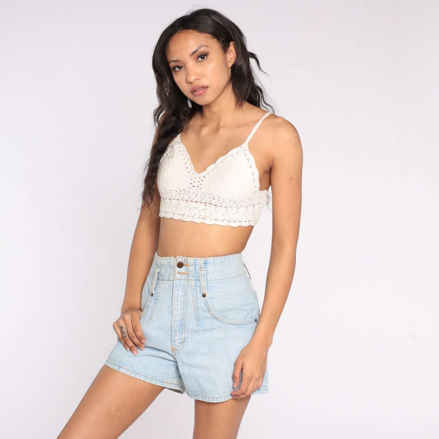 90s Light Wash Denim Shorts High Waisted Jean Shorts Extra Small XS