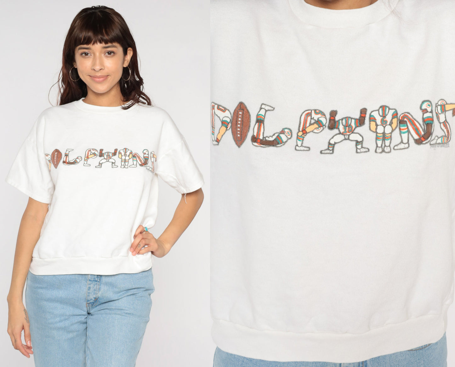 1980s Miami Dolphins NFL Football Graphic Sweatshirt Medium