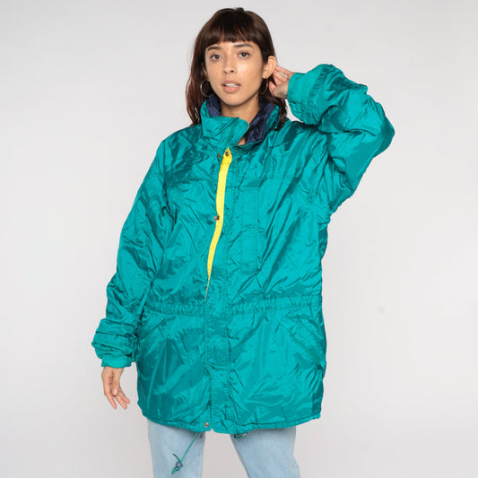 90s Eddie Bauer Teal Windbreaker Jacket Gortex Waterproof Men's Large