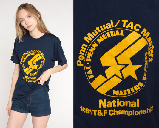 1981 National Track and Field Championships Tee Navy Graphic Medium