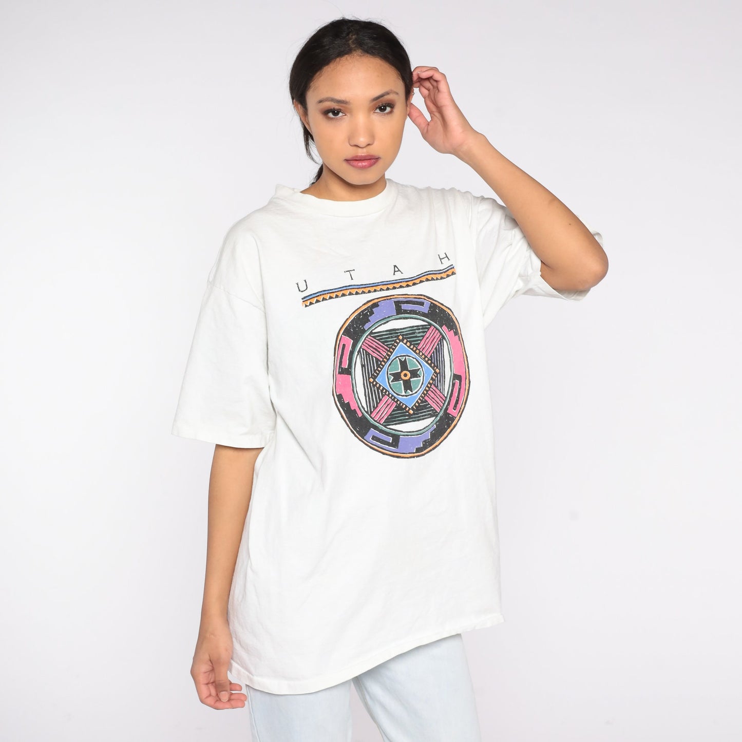 90s Utah Southwestern Graphic T-Shirt White Single Stitch Large