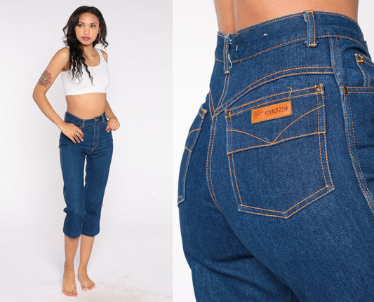 90s Gitano High Waisted Capri Jeans Dark Wash Denim Cropped Extra Small