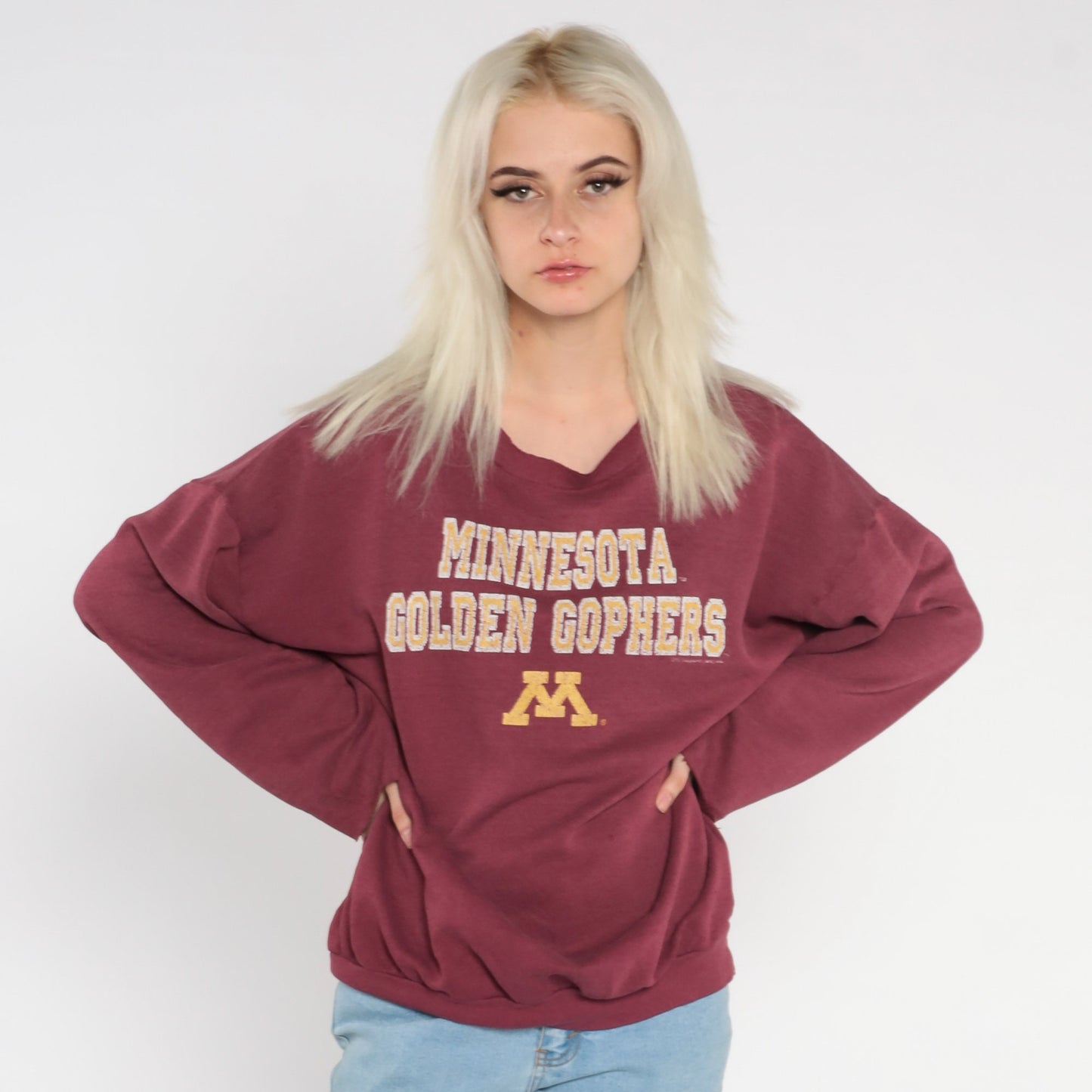90s Minnesota Golden Gophers Sweatshirt Burgundy College Football Extra Large XXL