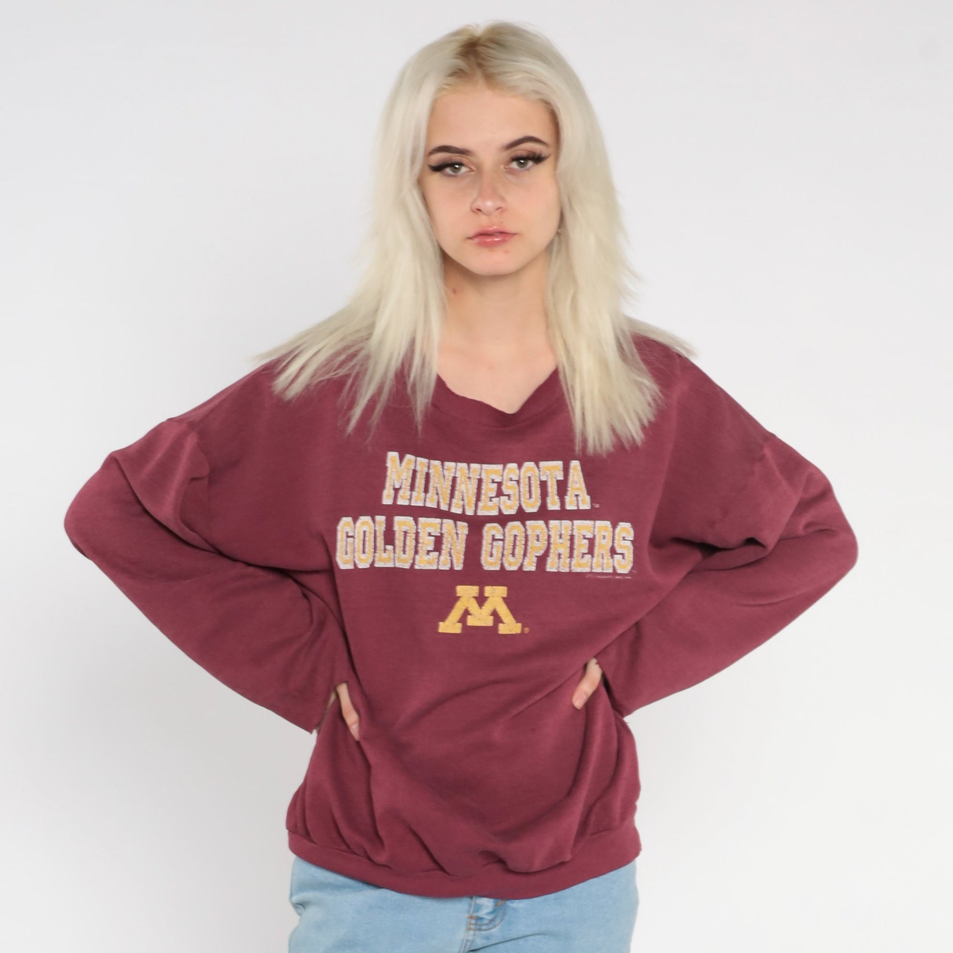90s Minnesota Golden Gophers Sweatshirt Burgundy College Football Extra Large XXL