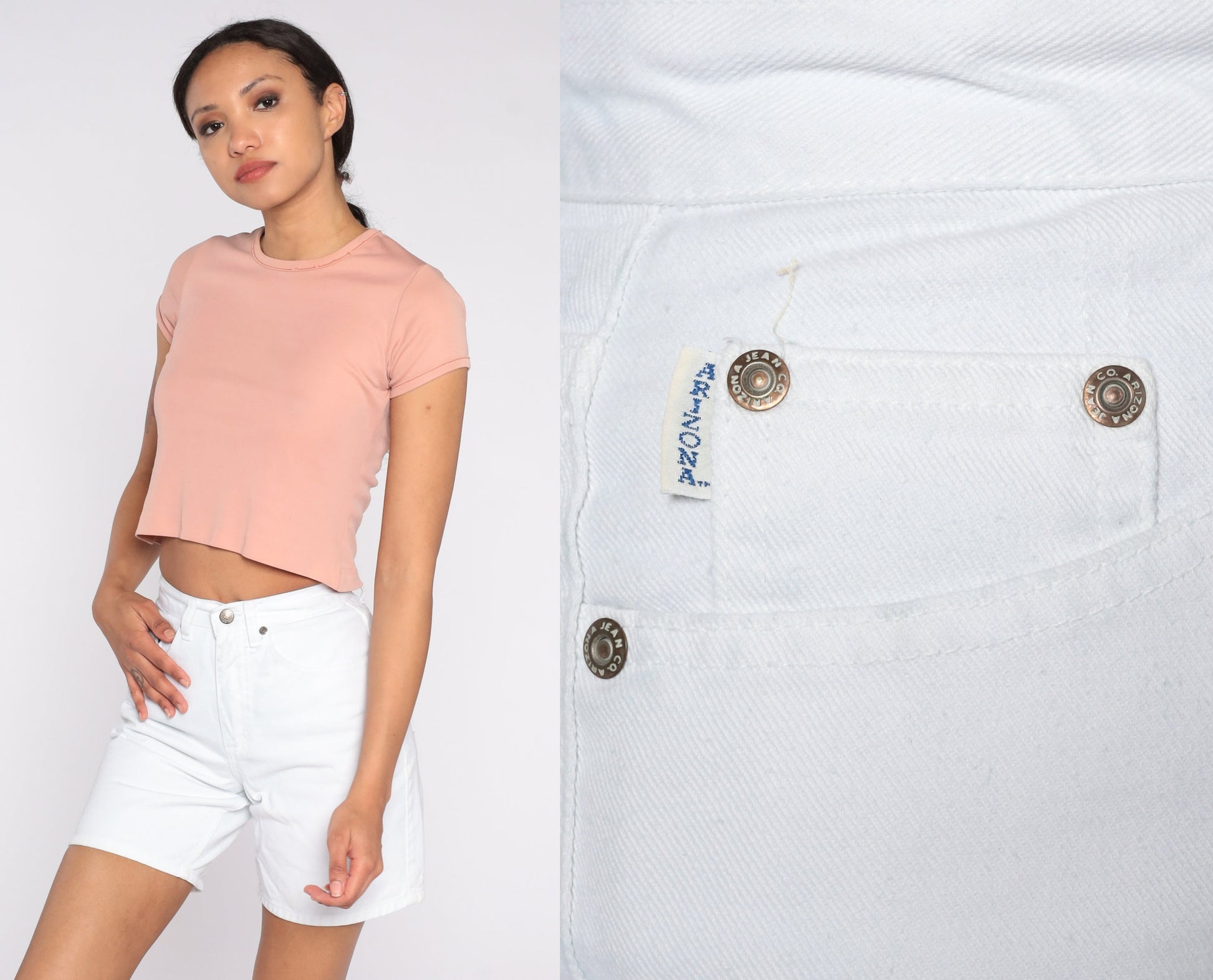 Y2K White Denim Shorts High Waisted Arizona Jeans Co Extra Small
