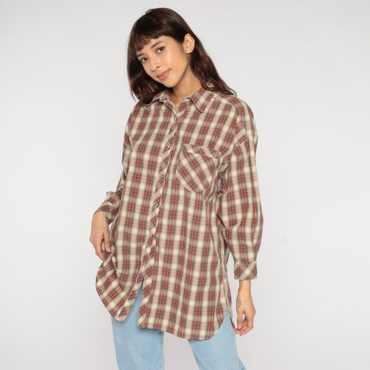 Y2K Victoria's Secret Country Red Plaid Button-Up Blouse Small