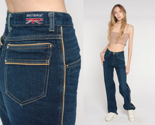 90s Brittania High-Waisted Flare Jeans Dark Blue Denim Extra Small