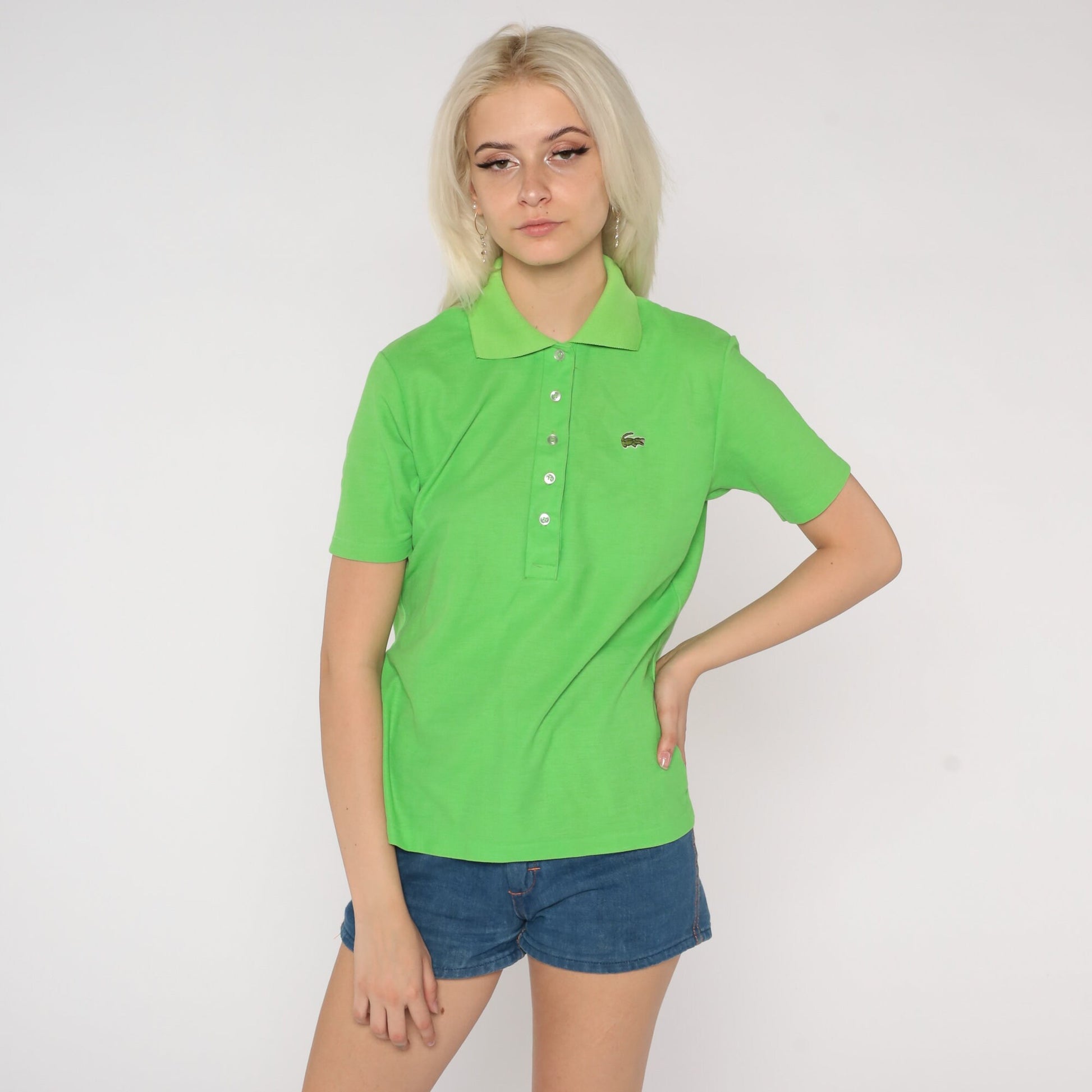 80s Lacoste Brooks Brothers Lime Green Polo Shirt Crocodile Medium
