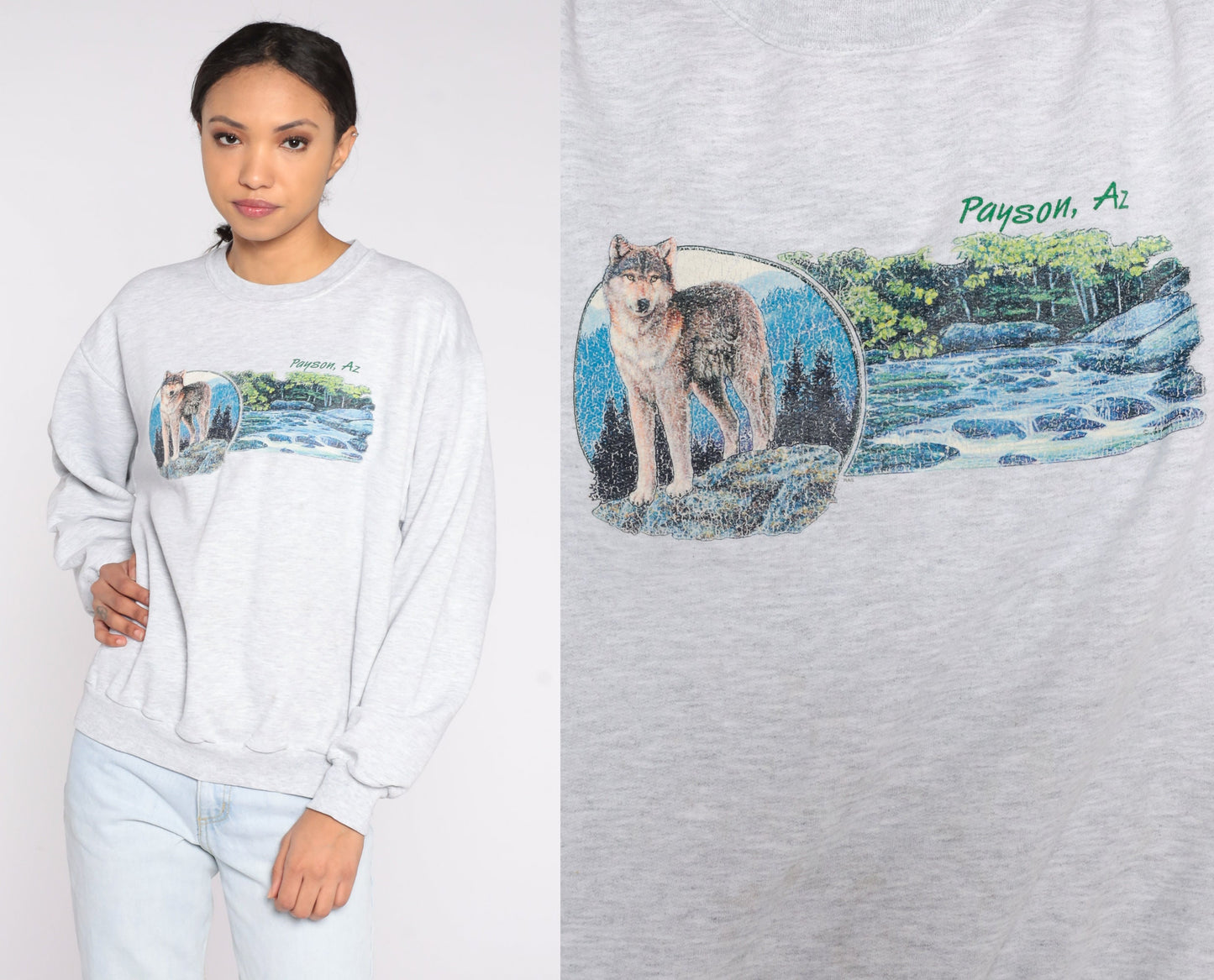 90s Payson Arizona Wolf Creek Graphic Sweatshirt Jerzees Medium