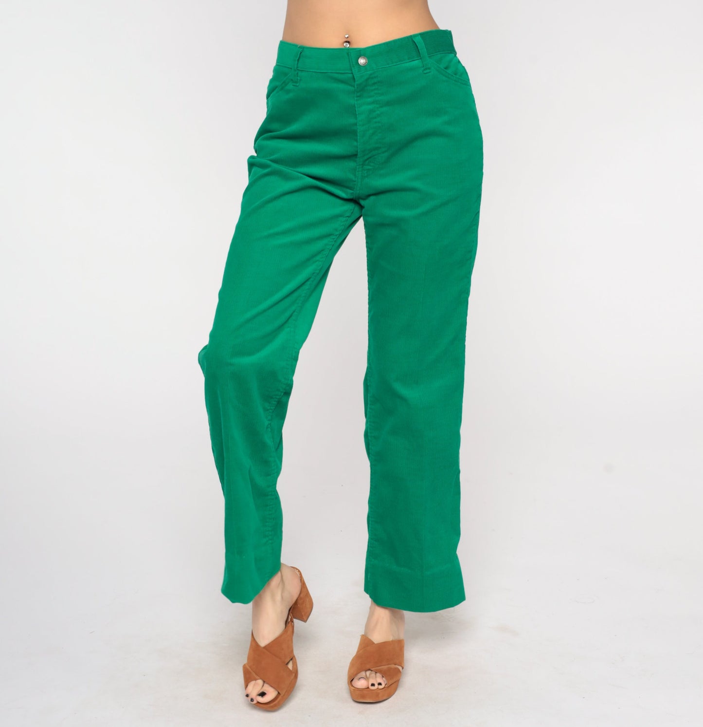 Levi's 80s Green Corduroy Pants High Rise Flared Trousers Men's 31