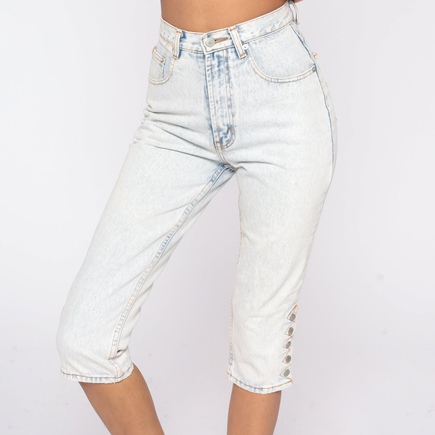 Jordache Light Stone Wash Capri Jeans High Waisted Slim Fit Extra Small