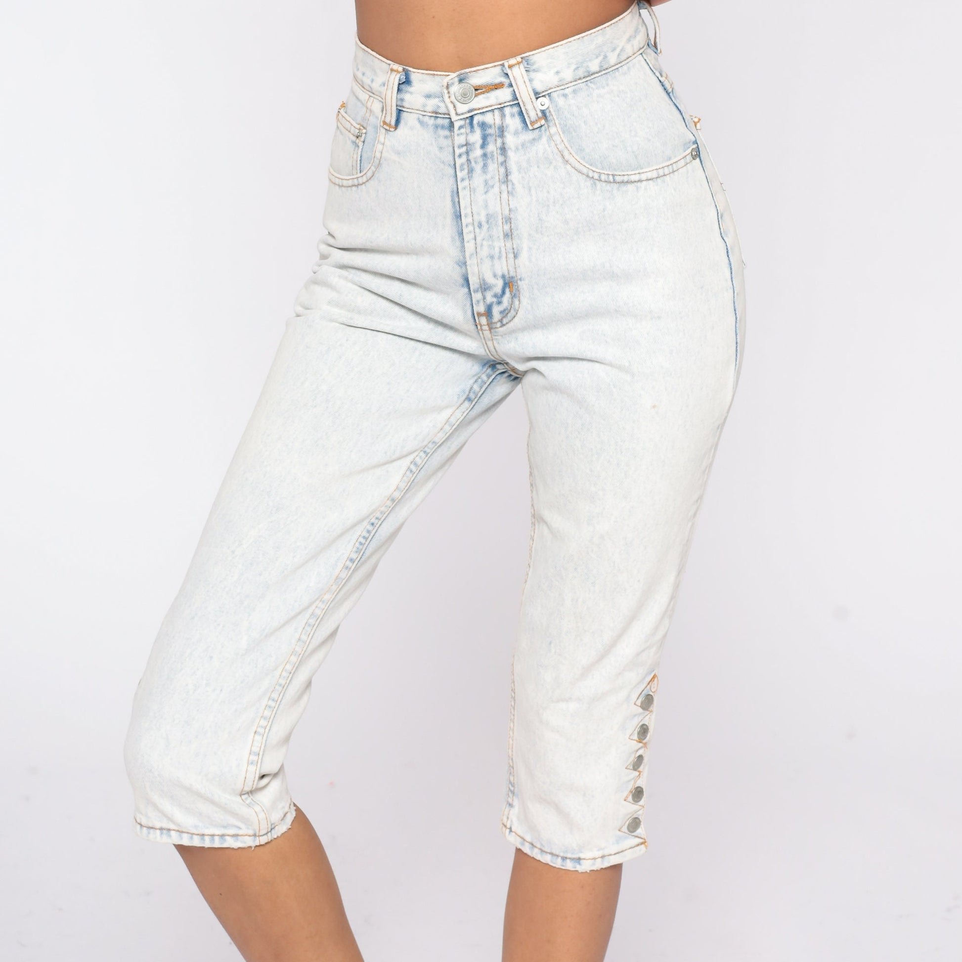 Jordache Light Stone Wash Capri Jeans High Waisted Slim Fit Extra Small