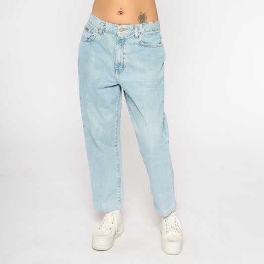 90s Calvin Klein High Waist Straight Leg Mom Jeans Light Wash Denim Medium