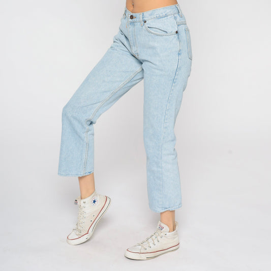 00s Light Wash Straight Leg Jeans Mid Rise Crop Denim Light Blue Size 8