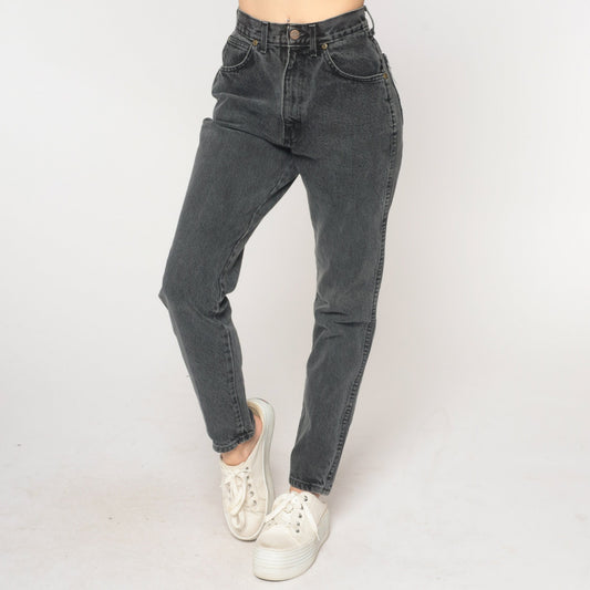 90s Black Tapered High-Waist Denim Jeans Extra Small XS