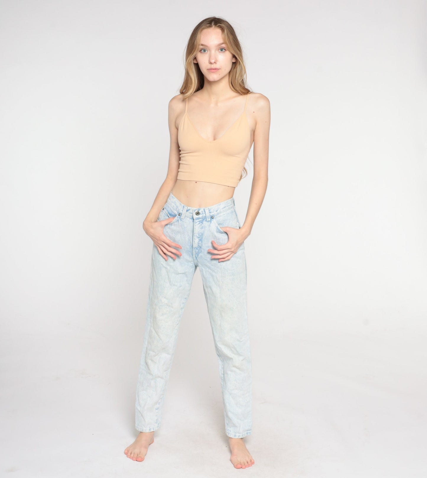 Levi's 900 Acid Wash High-Waisted Tapered Jeans 90s Denim Extra Small