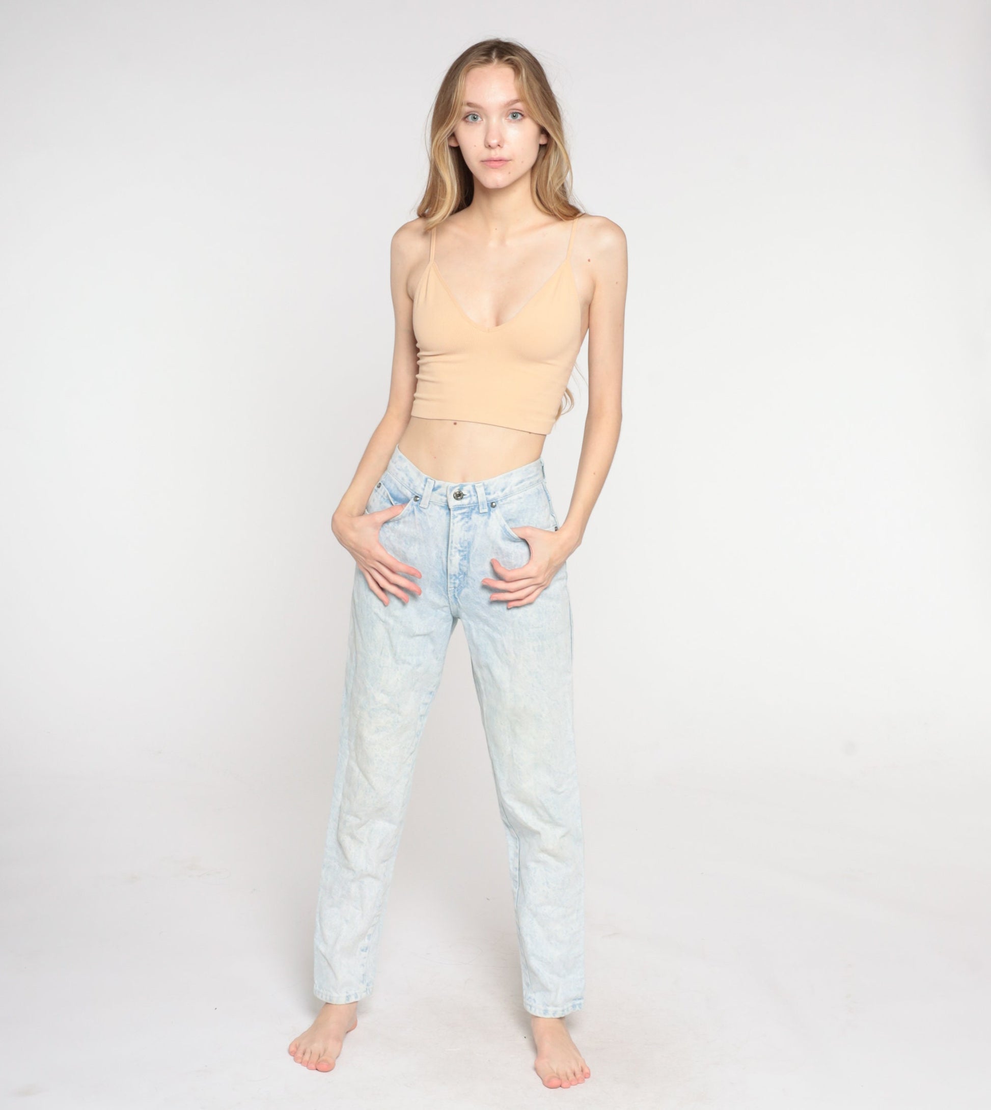 Levi's 900 Acid Wash High-Waisted Tapered Jeans 90s Denim Extra Small
