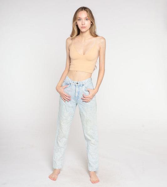 Levi's 900 Acid Wash High-Waisted Tapered Jeans 90s Denim Extra Small
